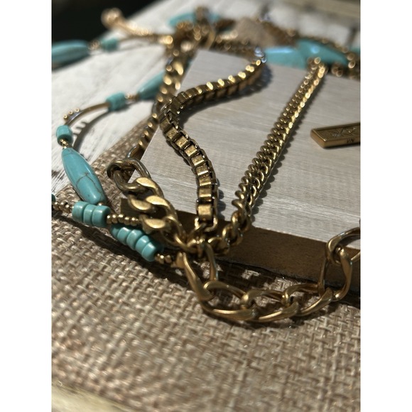 Silpada KR "Toes in the Sand" Howlite Turquoise Brass Necklace 5-Strand NWT $160 - Picture 8 of 11